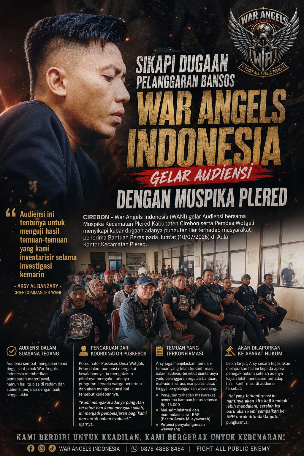 War Angels Indonesia Gelar Audiensi Dengan Muspika Plered, Oknum Puskesos Desa Wotgali Akui Adanya Pungutan Bansos  sebesar Rp.15,000.