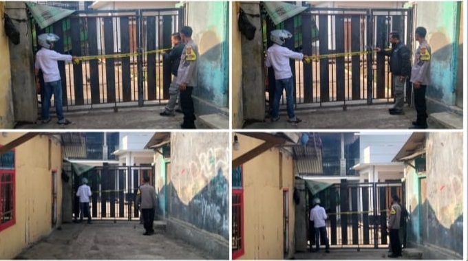 Gercep! Personil Polsek Cipatat Pasang Garis Polisi di Lokasi Dugaan Tempat Transaksi Obat Terlarang