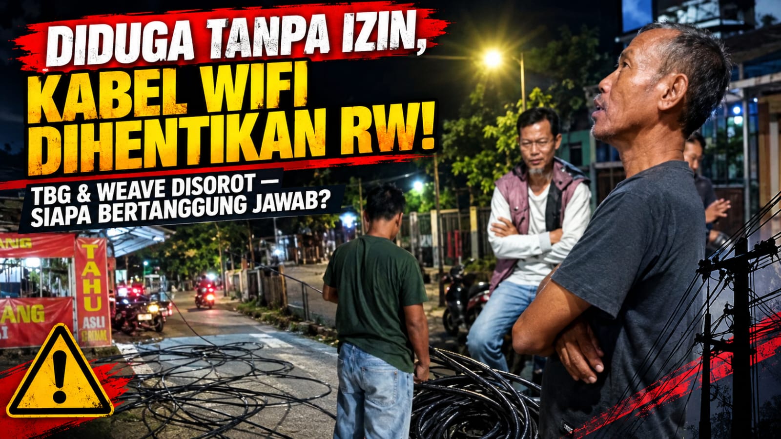 Penarikan Kabel Internet Wifi Milik TBG Dan WEAVE Di Argasunya Dihentikan Oleh Ketua RW, Diduga Tanpa Izin Sama Sekali
