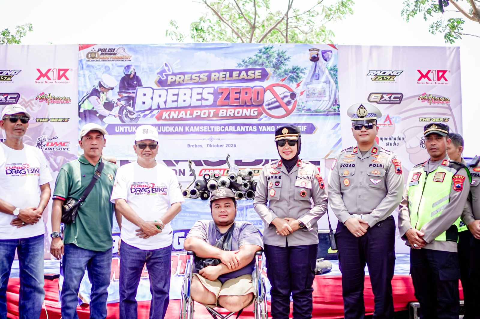 Dari Sirkuit Drag Bike, Polres Brebes Gaungkan Gerakan Zero Knalpot Brong dan Balap Liar
